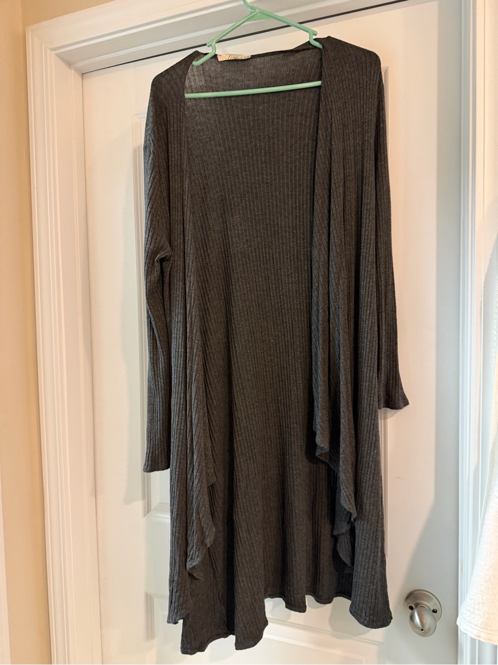 Love in Dark Gray Ribbed Open-Front Women's Cardigan